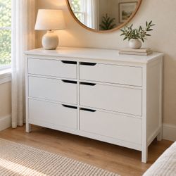 Modern White Dresser – 47” Wide, 6 Drawers