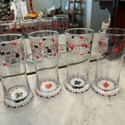 Vintage Retro Playing Card Suites Bar Glasses,Vintage Barware
