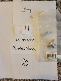 11 brushed nickel cabinet & drawer Euro-tech small egg knobs