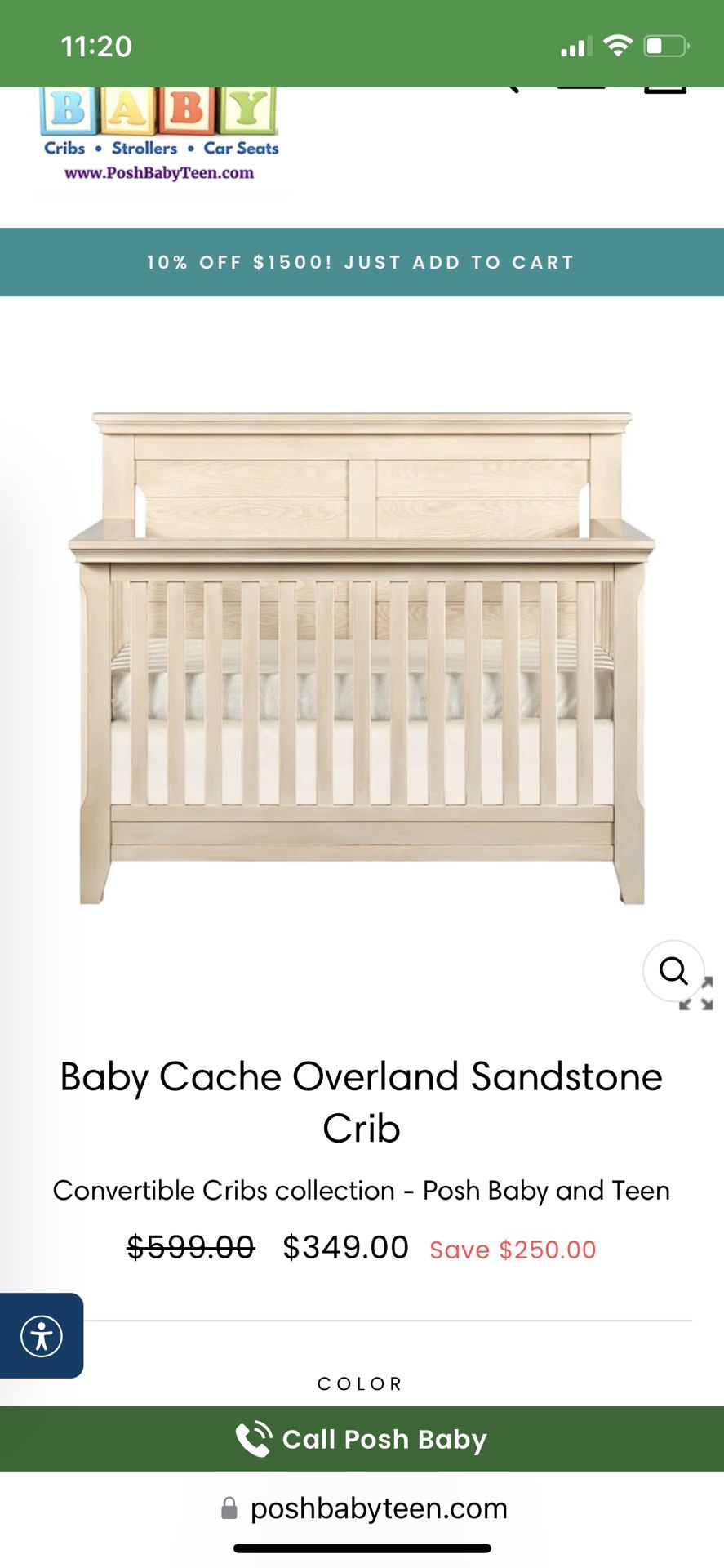 Baby Cache Convertible Overland Sandstone Crib with Sealy mattress