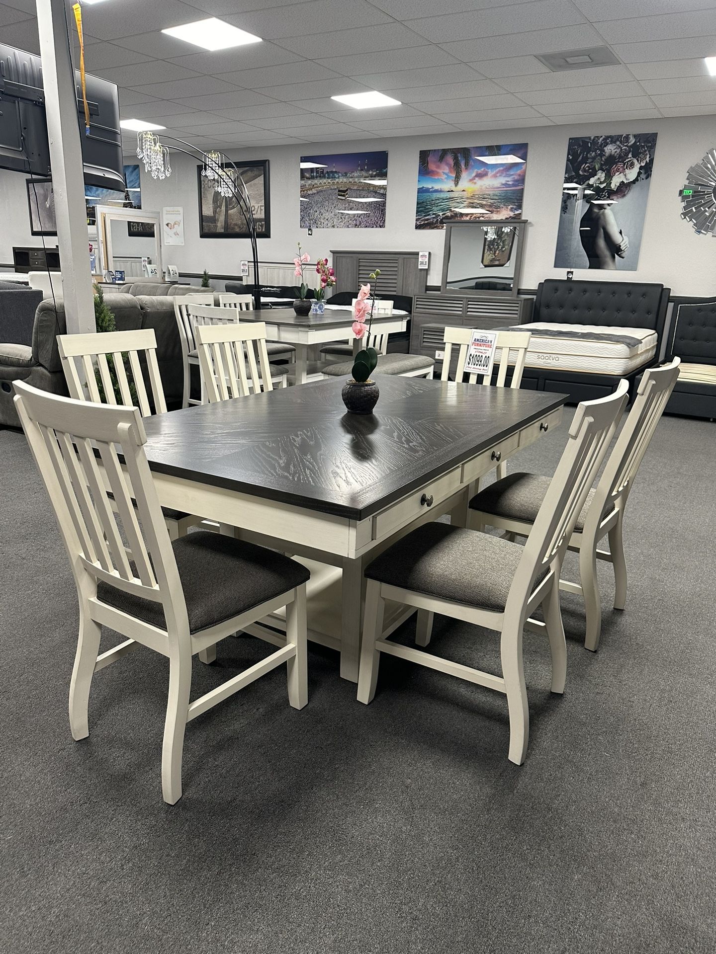 7PC Gray Dining Table Set