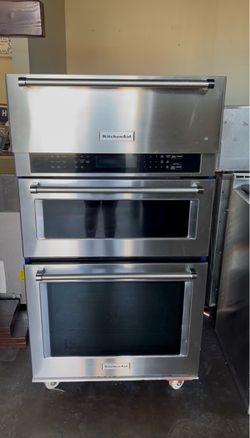 KITCHEN AID 30”WIDE STAINLESS STEEL BUILT IN MICROWAVE OVEN COMBO