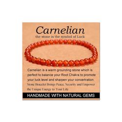 Massive Beads Carnelian - Stone of Luck - Handmade Yoga Stretch Elastic Bracelet