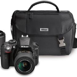 Nikon D3300 DX-format DSLR Kit w/ 18-55mm DX VR II & 55-200mm DX VR II Zoom Lenses and Case (Black)