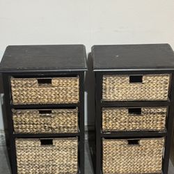 Wicker Drawer, Wooden End Tables
