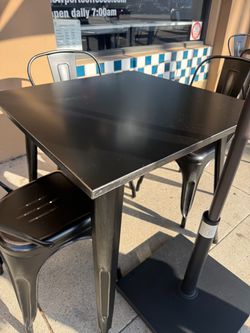 Black Metal Square Cafe Table with Chairs