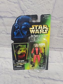 1997 Star Wars Power of the Force Nien Nunb Action Figure Green Card