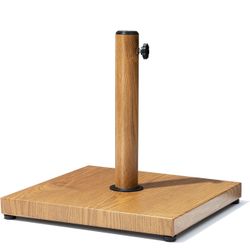 Patio Umbrella Base 43lb – Heavy Duty Square Stand, Teak Finish