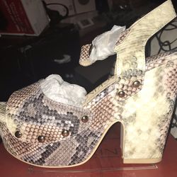 Snakeskin Chunky Heel