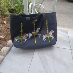 Black Stallion Carousel Horse Tote Bag
