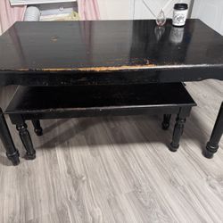Farmhouse dining Table With Matching Bench 