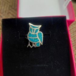 Sterling Silver Turquoise Owl Ring Size 5 