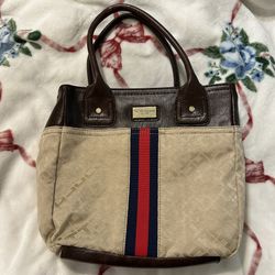 Tommy Hilfiger brown faux leather mid size tote bag
