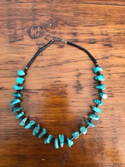 Turquoise nuggets and black coral necklace