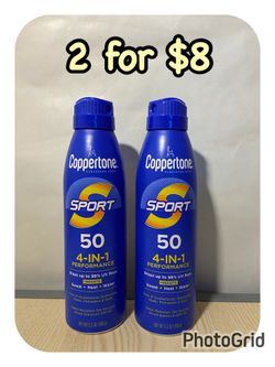 (2) Coppertone Sport Sunscreen Spray, SPF 50 Spray Sunscreen, 5.5 oz, 2 for $8