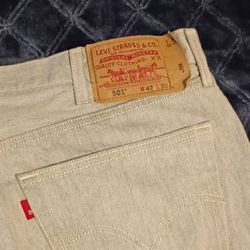 Levi's 501 Jeans W42 L30 Light Beige
