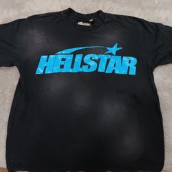 Authentic Hellstar Classic T-shirt (Gel Print)  Black/ Blue 