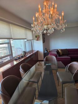 Glass table with 6 chairs