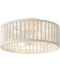 Liokoc - Ceiling Fans with Lights and Remote - Bulbs Included, Caged Fandelier with Handcrafted Beaded Décor 19 inches Reversible Flush Mount Installa