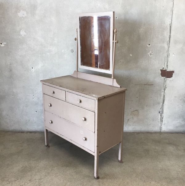 Vintage Metal Simmons Dresser With Vanity Mirror For Sale In Los