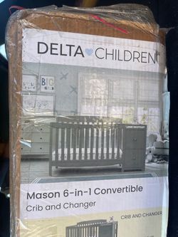 BABY NEW GRAY CRIB ( NO MATTRESS)