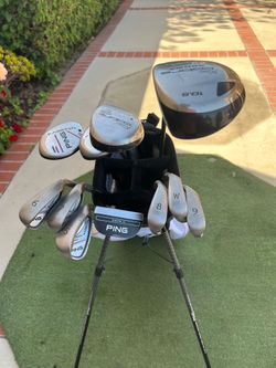 Ping(Karsten)iron and hybrids,King Cobra driver,wood and putter,including ping kick stand golf bag 👍All of them are great condition 👍