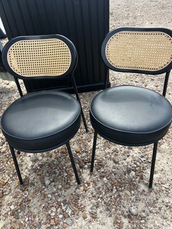 VASAGLE Modern Cane Dining Chairs - Set of 2, Excellent Condition
