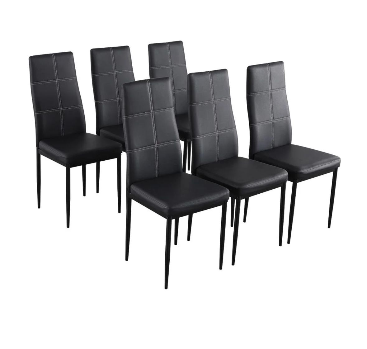 Ktaxon 6pcs  Dining Chairs Dining Set of 6 High PU Leather High Back ,Black