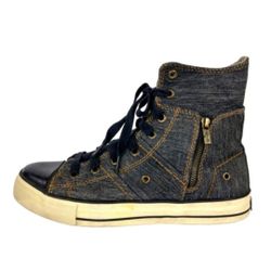 Levi's Zip Black Denim Hi-Top Canvas denim Shoe Unisex Kids size 5