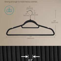 SONGMICS Velvet Hangers Clothes Hanger with Black Swivel Hook Set of 50 - Black