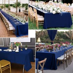 12 Pack Polyester Tablecloth -60 x 102 Inch Navy Blue Table Cloth for Rectangle Tables, Stain and Wrinkle Resistant Washable Fabric Table Cover for We