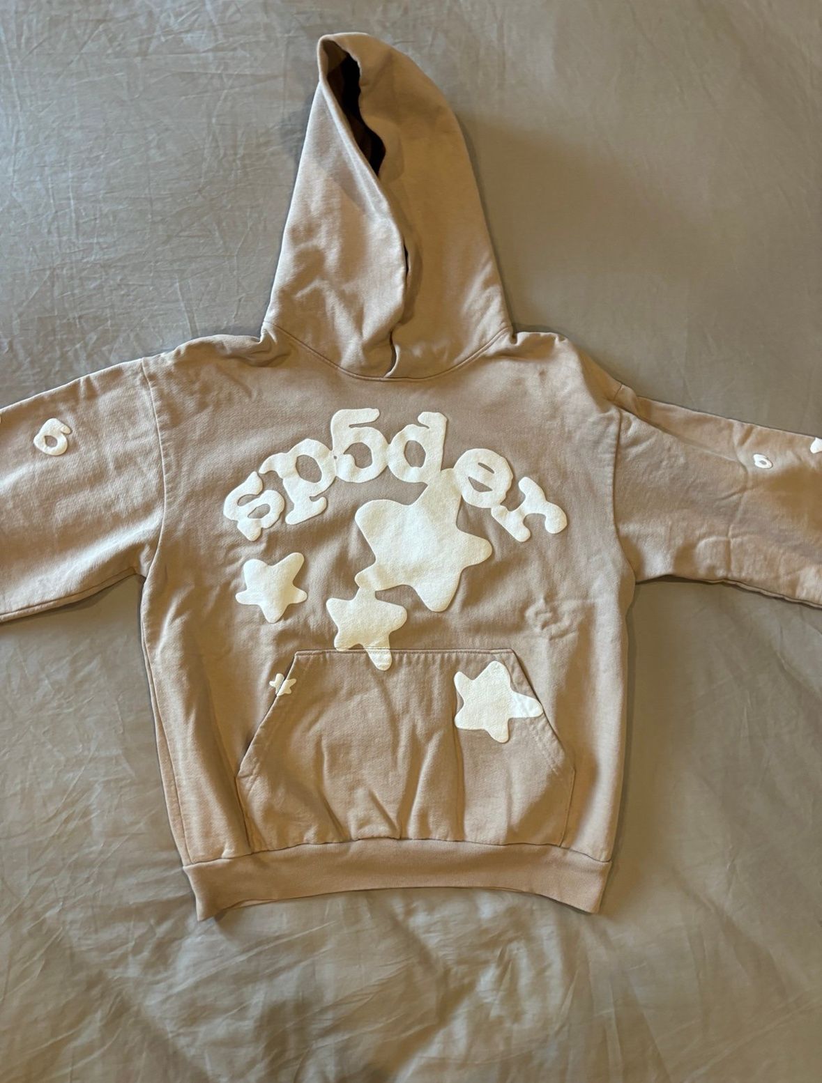 Sp5der Men's Hoodie Sand Size Medium