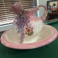 Ceramic Bowl With Pitcher Centerpiece.
