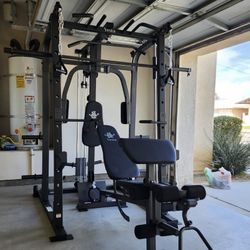 Vesta Smith Machine 1001 | Adj Bench W/ Leg Developer And Preacher Station |Gym Equipment | Fitness | Pulleys|🔴WEIGHTS AND BARBELL SOLD SEPARATELY 🔴
