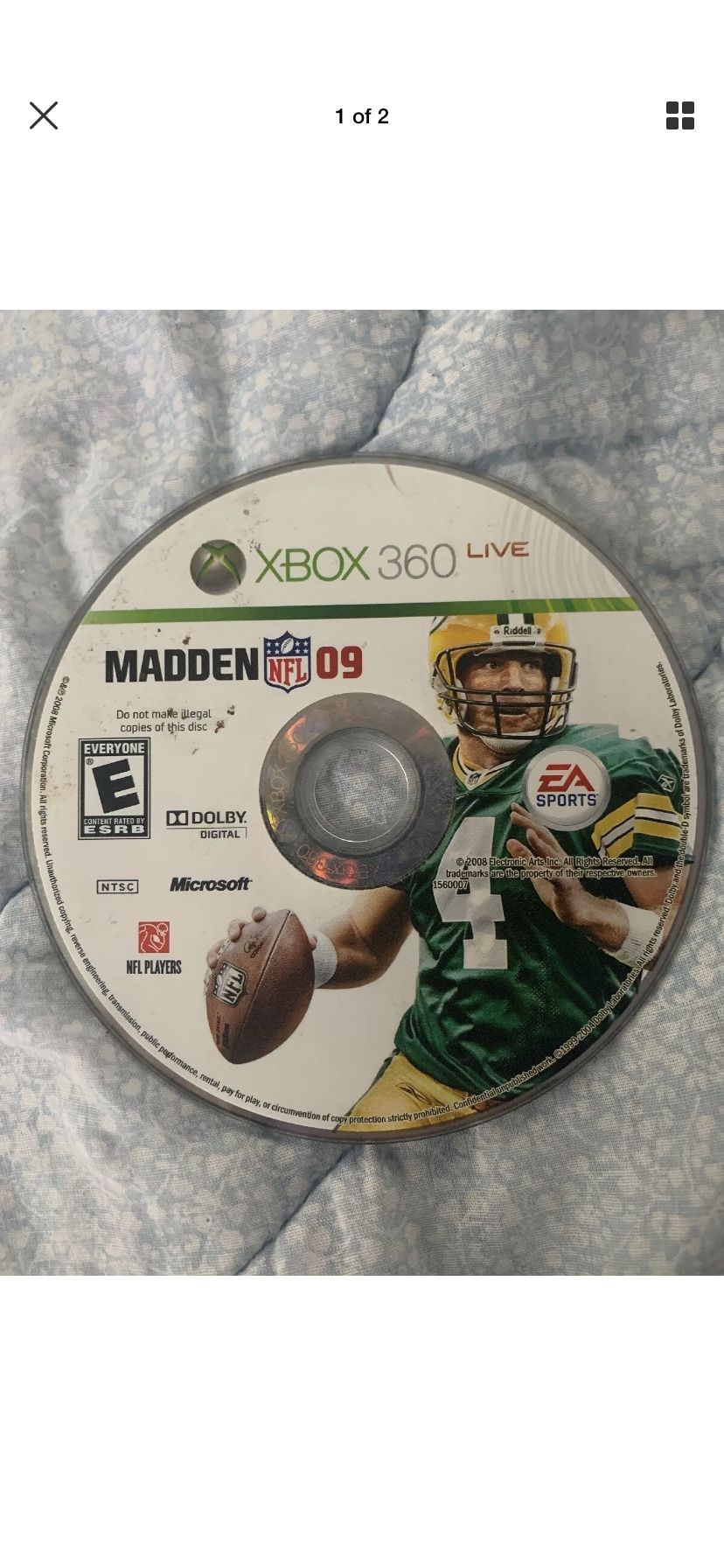 Madden NFL 09 NO CASE OR GUIDE (Microsoft Xbox 360, 2008)