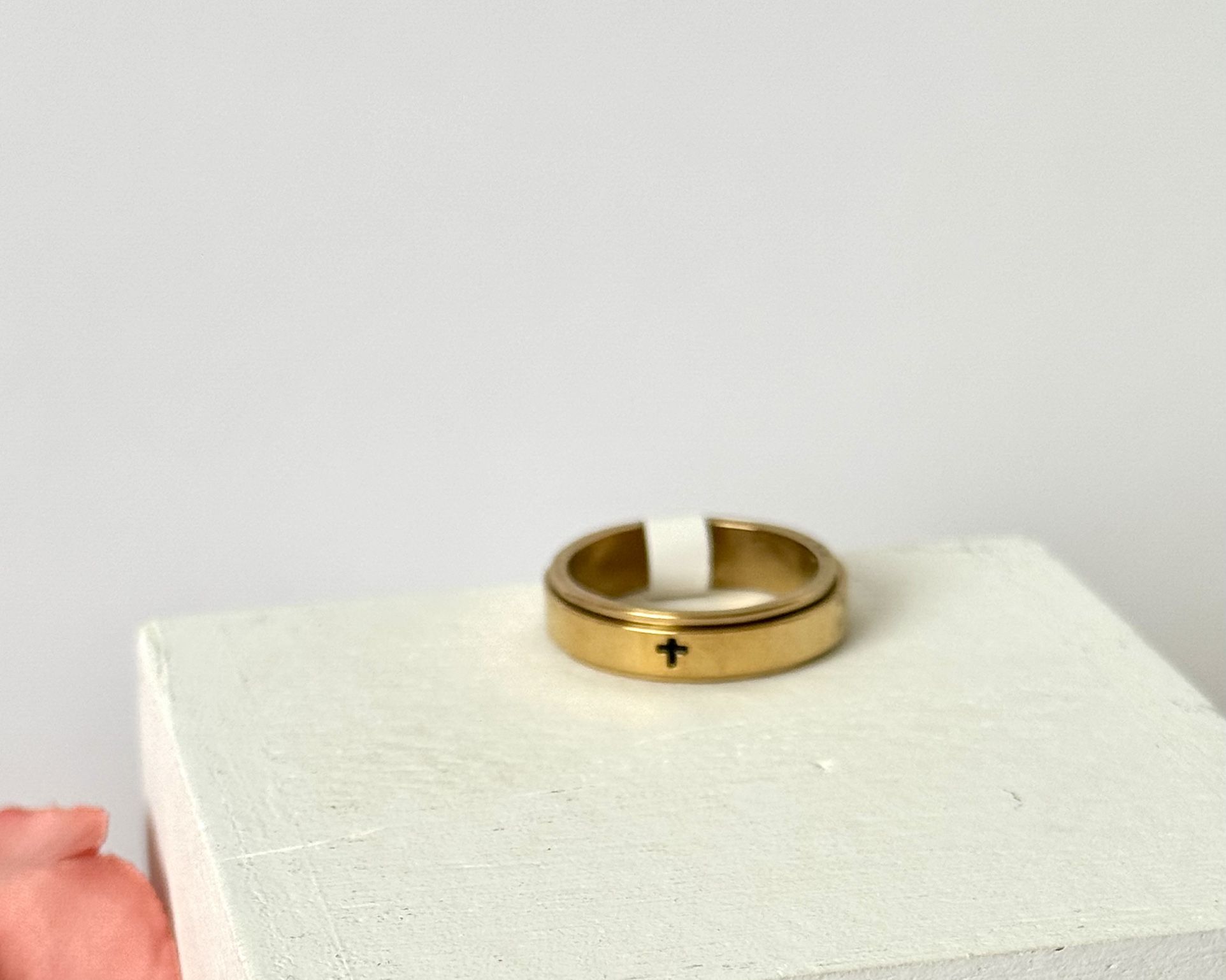 Stainless Steel Cross Ring, Size 9