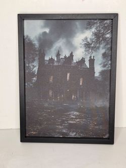 Gothic Haunted House Mansion Framed Wall Art Dark Academia Halloween Decor