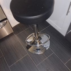 Leather And Chrome Adjustable Barstool  