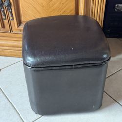 Brown Vegan Leather Cube Storage Stool Ottoman