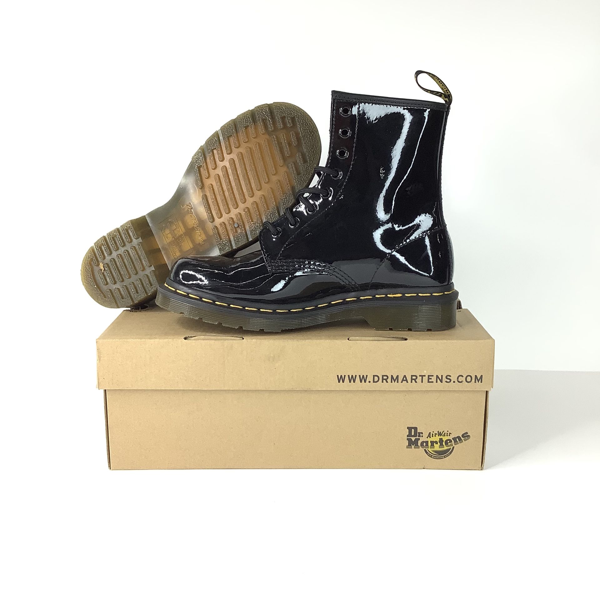 Dr Martins Airwair 1460 Womens Patent Leather Lace Up Boots - Size 8