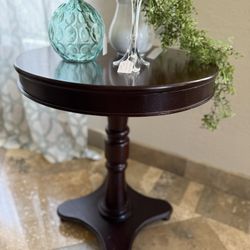 Large, Wood Round End Table