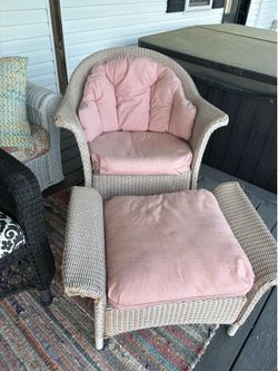 Wicker Rocking Chair w ottoman and cushions