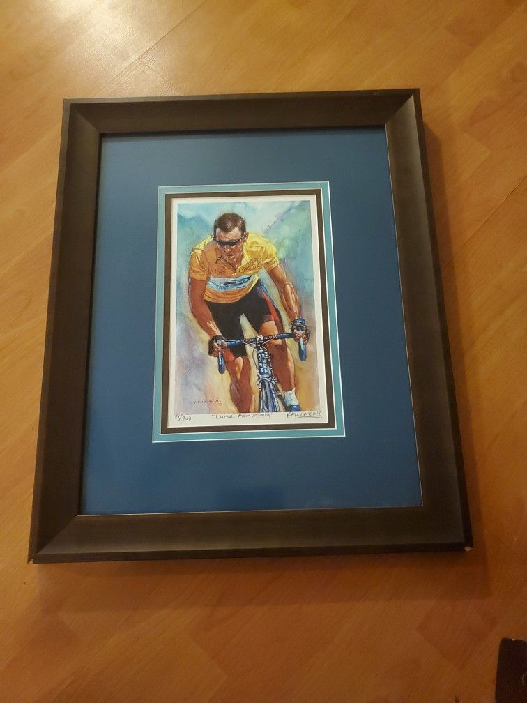 LANCE ARMSTRONG BY KELLY AKINS ORIGINAL GICLEE PRINT LIMITED EDITION Numbered & Signed 81/300 S