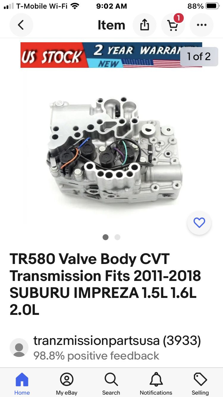 Subaru Tr580 CVT Transmission Valve Body