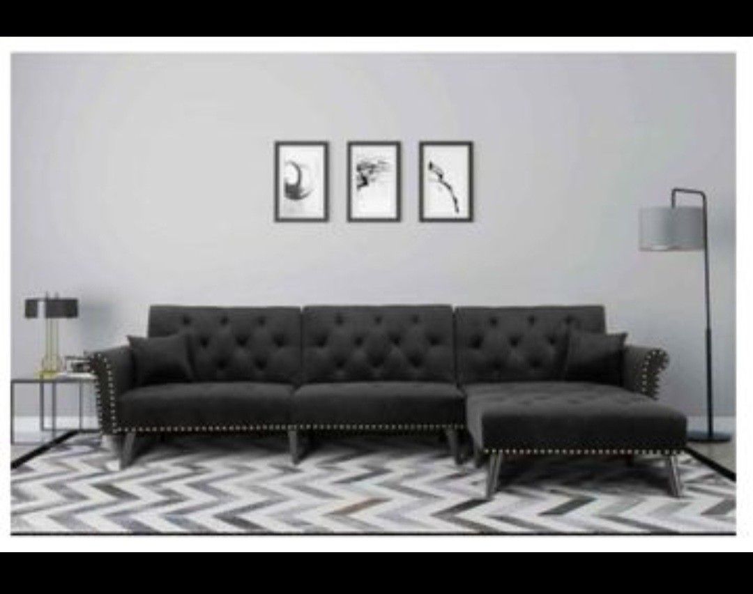 L Shape Sectional Couch Sleeper + Chaise Lounge