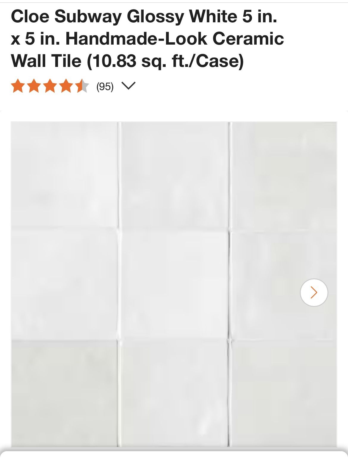 5” X 5” CLOE WHITE TILES Brand New In Boxes!