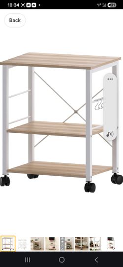 Maple And White 3-tier Microwave Cart.