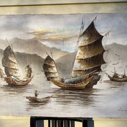 Japanese Fishing Boat Painting