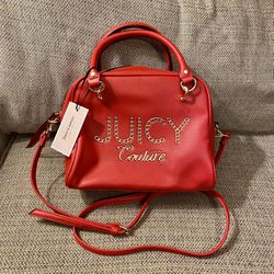 New Juicy Couture Lime Light Satchel with Extra Crossbody Strap Chili Red
