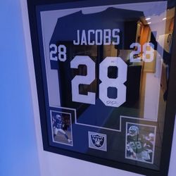 Raiders Josh Jacob's Signed Framed Jersey 